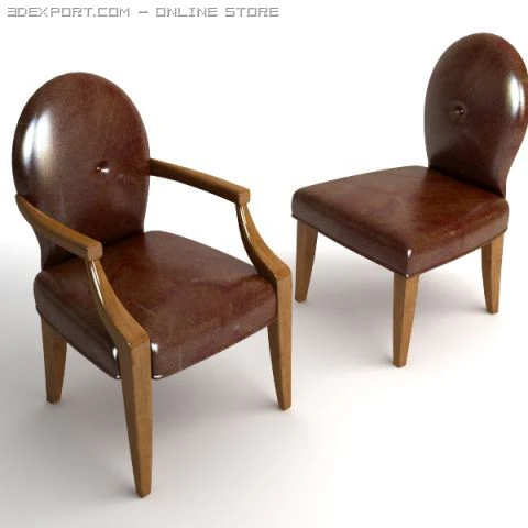 2 chaises en cuir Modèle 3D .c4d .max .obj .3ds .fbx .stl .blend 