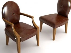 2 leather chairs 3D Model