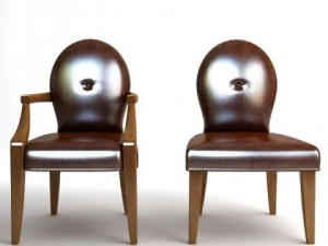 2 chaises en cuir Modèle 3D