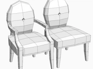 2 chaises en cuir Modèle 3D