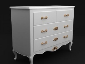 antique white dresser 3D Model