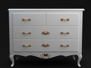 antique white dresser 3D 모델