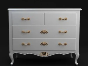 antique white dresser 3D Model
