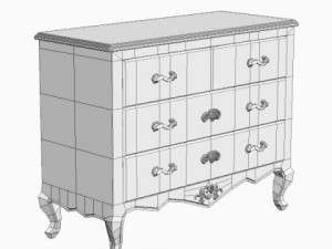 antique white dresser 3D 모델