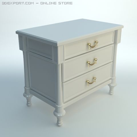 white nightstand 3D Модель .c4d .max .obj .3ds .fbx .stl .blend