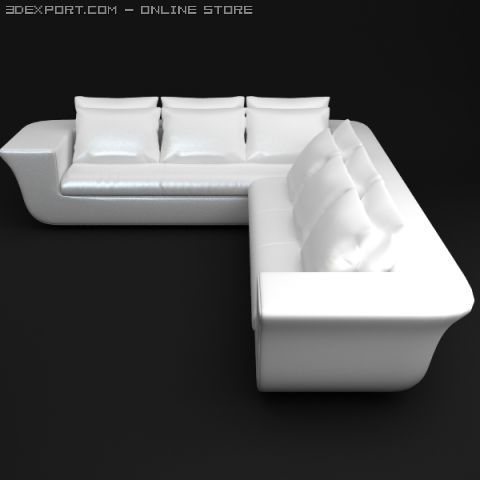 white corner sofa Modelo 3D .c4d .max .obj .3ds .fbx .stl .blend 