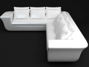 white corner sofa 3D Model