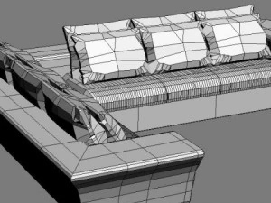 white corner sofa 3D Model