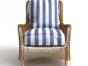 wicker armchair  ottoman 3D Model