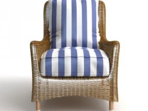 wicker armchair  ottoman 3D Model