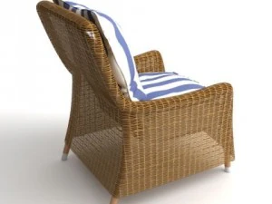 wicker armchair  ottoman 3D Model
