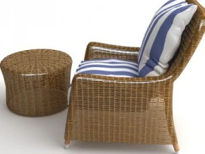 wicker armchair  ottoman 3D Model