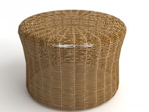 wicker armchair  ottoman 3D Model