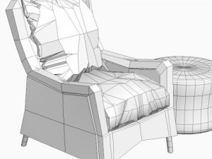 wicker armchair  ottoman 3D Model