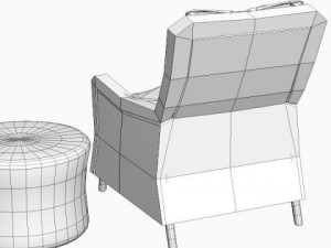 wicker armchair  ottoman 3D Model