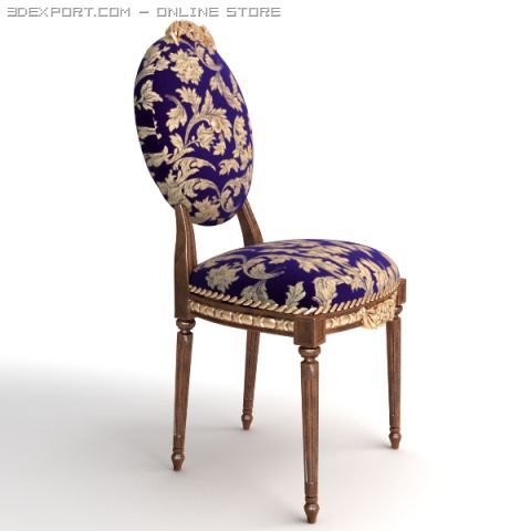 antique chair brocade armless 2 3D 模型 .c4d .max .obj .3ds .fbx .stl .blend 