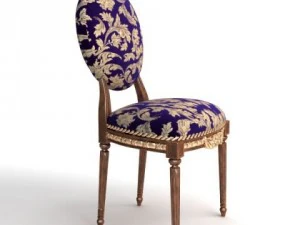 sedia antica in broccato senza braccioli 2 Modello 3D