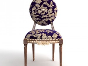 antique chair brocade armless 2 3D 模型