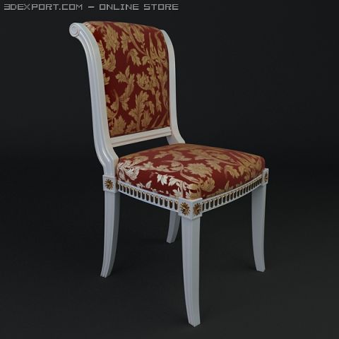 antique chair brocade armless 3 3D मॉडल .c4d .max .obj .3ds .fbx .stl .blend 