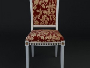 antique chair brocade armless 3 3D मॉडल