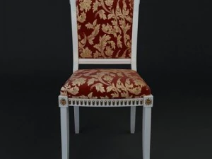 antique chair brocade armless 3 3D Model