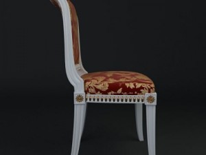 antique chair brocade armless 3 3D मॉडल