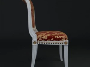 antique chair brocade armless 3 3D Model