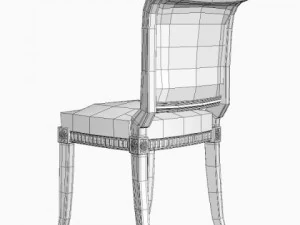 antique chair brocade armless 3 3D Model