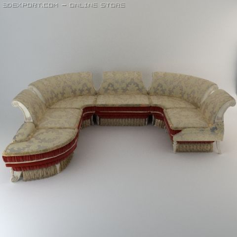 baroque antique sofa Modello 3D .c4d .max .obj .3ds .fbx .stl .blend 
