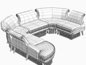 baroque antique sofa Modello 3D