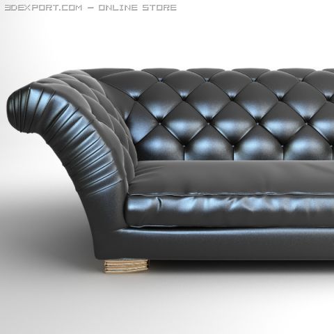 tufted sofa with wing arms 3D मॉडल .c4d .max .obj .3ds .fbx .stl .blend 