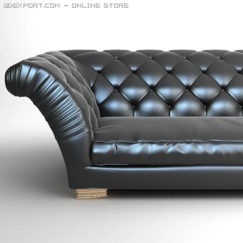 tufted sofa with wing arms 3D Model .c4d .max .obj .3ds .fbx .stl .blend 