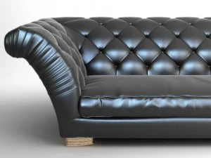 tufted sofa with wing arms 3D Model
