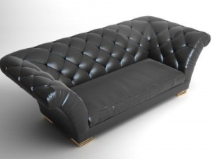tufted sofa with wing arms 3D मॉडल