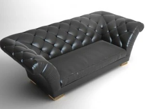 tufted sofa with wing arms 3D Model