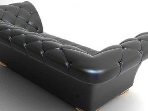 tufted sofa with wing arms 3D Model