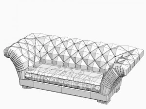 tufted sofa with wing arms 3D Model