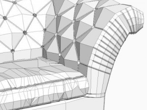 tufted sofa with wing arms 3D मॉडल