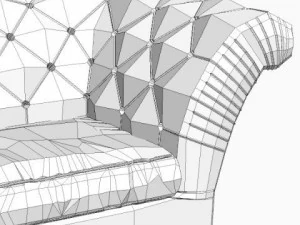 tufted sofa with wing arms 3D Model
