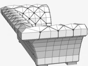 tufted sofa with wing arms 3D Model