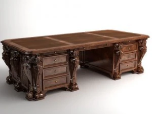 fotorealistisch antiek houten bureau 2 3D Model