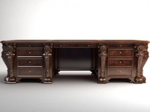 scrivania in legno antico fotorealistico 2 Modello 3D