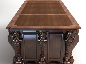 photorealistic antique wooden desk 2 Model 3D