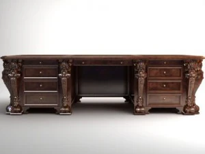 scrivania in legno antico fotorealistico 2 Modello 3D