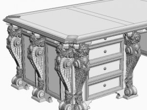 photorealistic antique wooden desk 2 Model 3D