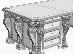 scrivania in legno antico fotorealistico 2 Modello 3D