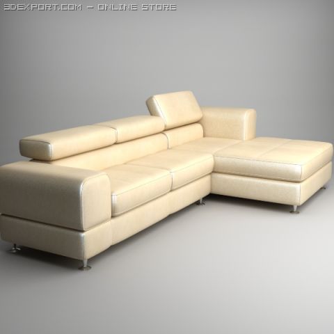 corner sofa with chaise 3D मॉडल .c4d .max .obj .3ds .fbx .stl .blend 
