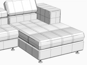 corner sofa with chaise 3D मॉडल