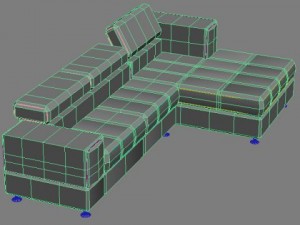 corner sofa with chaise 3D मॉडल