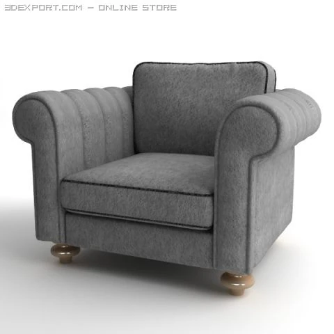 club armchair 3D Model .c4d .max .obj .3ds .fbx .stl .blend 